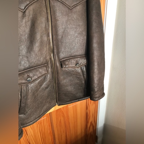 Men’s The Territory Ahead Leather Brown Sherpa Fur Lined Coat Mens Jacket Small - Picture 3 of 15